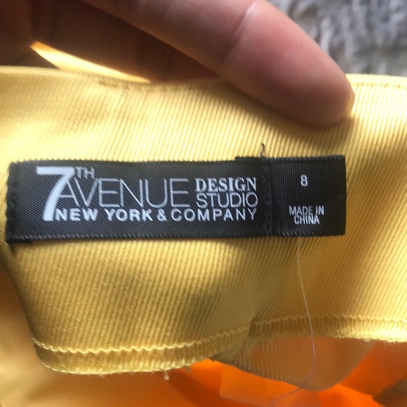 New York and Company Yellow High Waist Pencil Skir - Picture 6 of 7